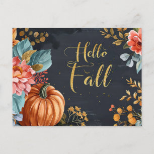 Cartes de vœux d'automne avec citrouilles et fleur