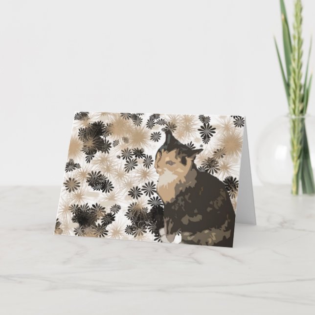 Cartes de voeux de blanc de conception de chat de (Devant)