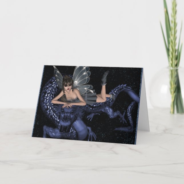 Cartes de voeux de blanc d'imaginaire de dragon de (Devant)