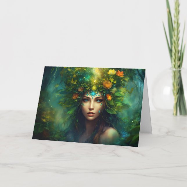 Cartes de voeux de déesse de la nature mystique (Devant)