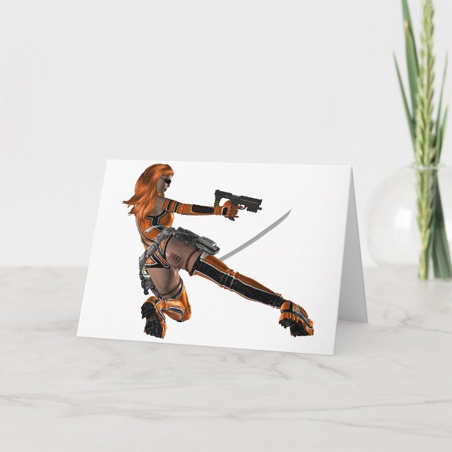 Cartes de voeux de femme guerrière (Créateur téléchargé)