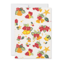 Cartes de vœux de fêtes, cloches, poinsettias, rub