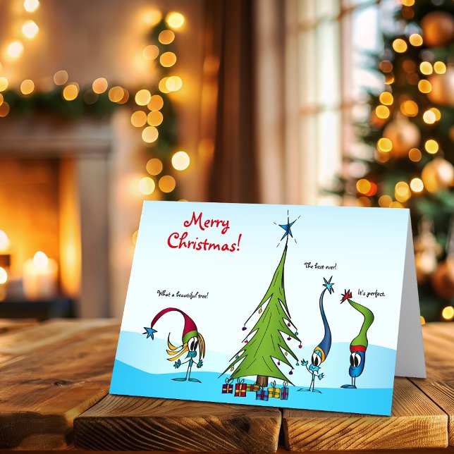 Cartes de voeux de joyeux personnages de Noël (Take a look at this most excellent cartoon Christmas card!)