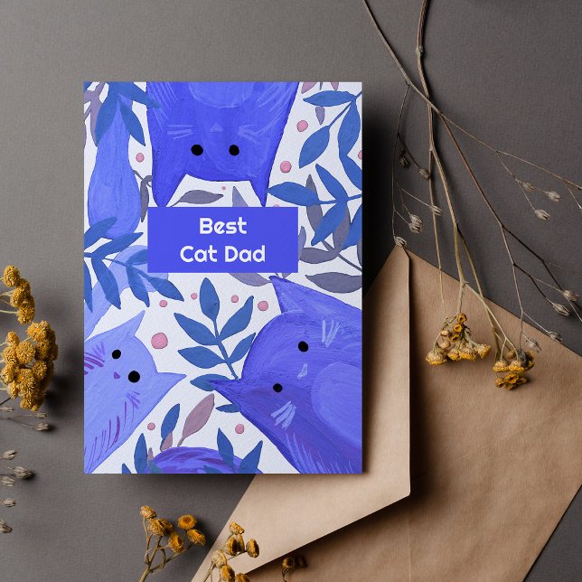 Cartes de vœux de la fête des pères Blue Cats et b (Créateur téléchargé)