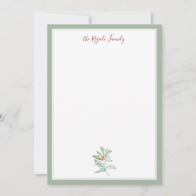 Cartes de vœux de Noël à l'aquarelle avec feuilles (Devant)