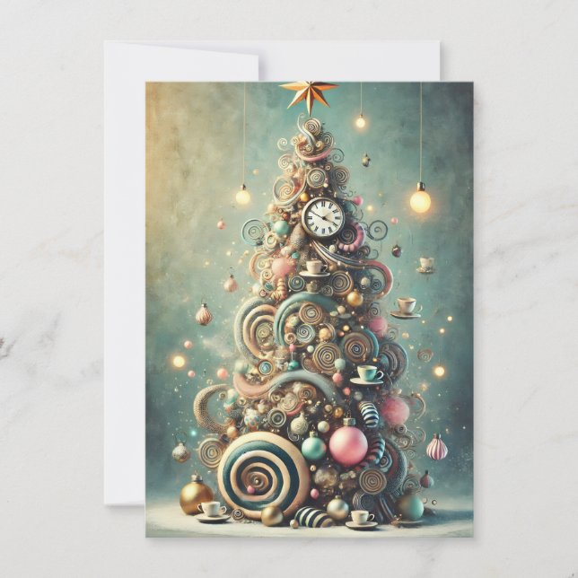 Cartes de vœux de Noël Arbre de Noël Pastel Fantai (Devant)