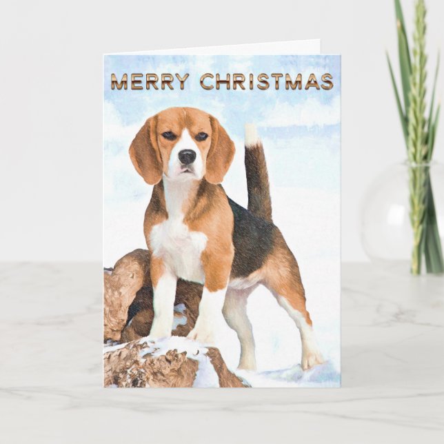 Cartes de voeux de Noël beagle (Devant)