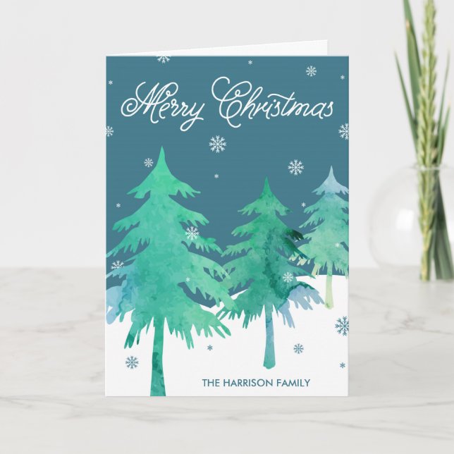 Cartes de voeux de Noël de scène d'hiver (Devant)