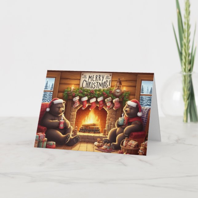 Cartes de voeux de Noël Ours. (Devant)
