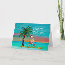 Cartes de vœux de Noël pélican palmier de vacances