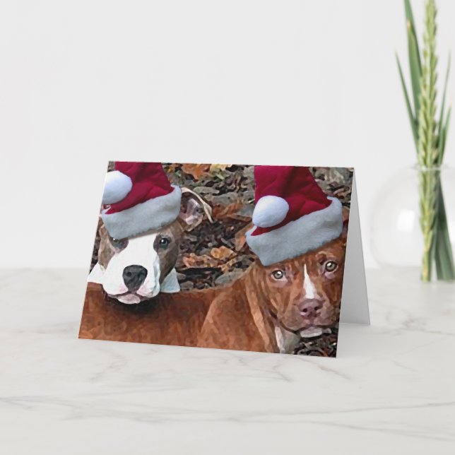 Cartes de voeux de Noël Pitbull Puppies (Devant)