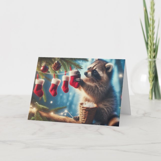 Cartes de voeux de Noël Raccoon (Devant)