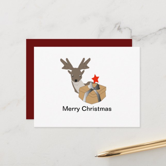 Cartes de voeux de Noël Reindeer (Devant/Arrière en situation)