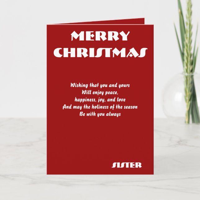 Cartes de voeux de Noël Soeur (Devant)