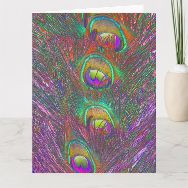 Cartes de voeux de Noël Tinsel Peacock (Devant)