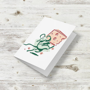 Cartes de vœux de souris prenant du fromage