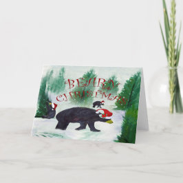 Cartes de vœux de vacances d'ours de Noël joyeux.