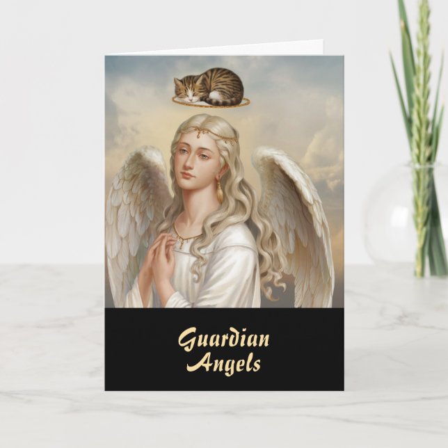 Cartes de vœux des anges gardiens mignons (Devant)