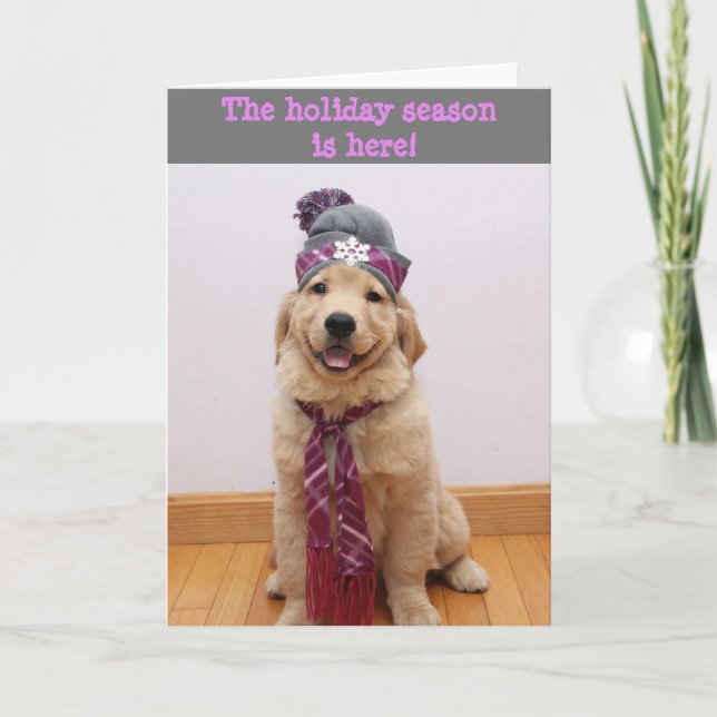 Cartes de vœux d'hiver Golden Retriever  (Devant)