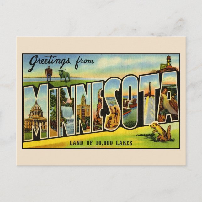 Cartes de vœux du Minnesota Grande lettre carte po (Devant)