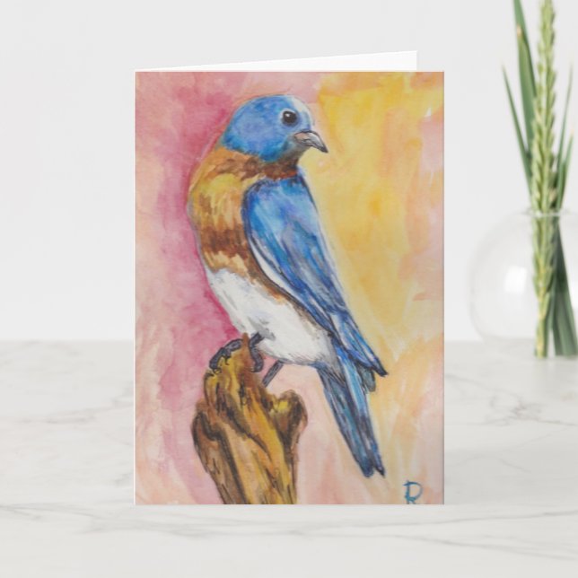 Cartes de voeux en noir d'oiseaux d'aquarelle (Devant)