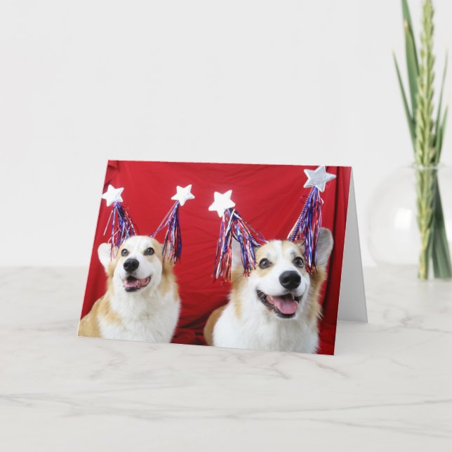 Cartes de voeux et enveloppes pour corgis patrioti (Devant)