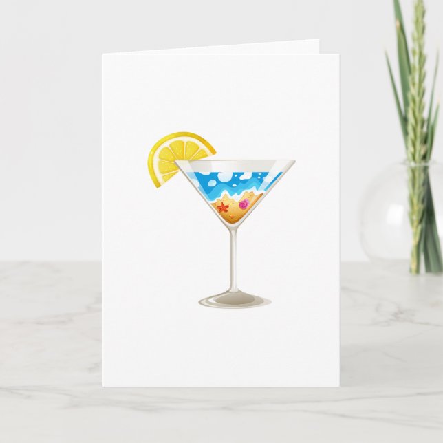 Cartes de voeux Été Vin Verre (Devant)