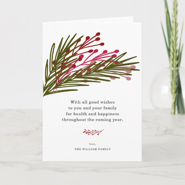 Cartes de voeux feuilles et baies (Devant)