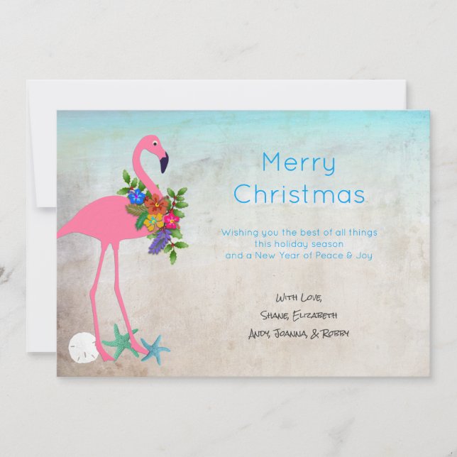 Cartes de voeux Flamant rose Blue Christmas Flat (Devant)