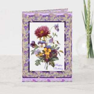 Cartes de voeux Fleurs Vintages Florales Mauve
