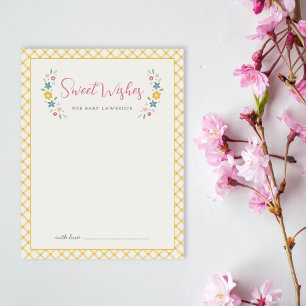 Cartes de vœux floraux doux jaunes pour la baby sh