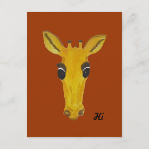 Cartes de vœux Girafe jaune qui fixe