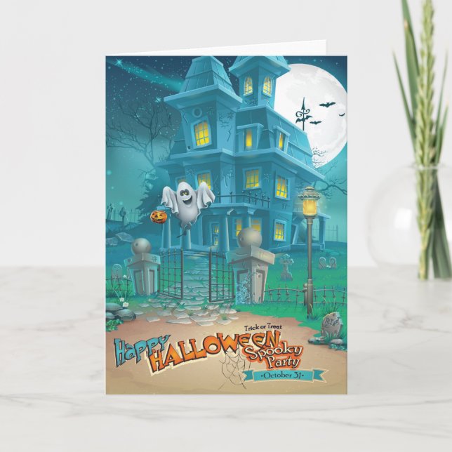 Cartes de voeux Halloween Haunted House (Devant)