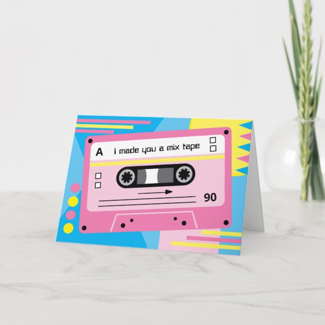Cartes de vœux mixtes en cassette rose Old Skool (Devant)