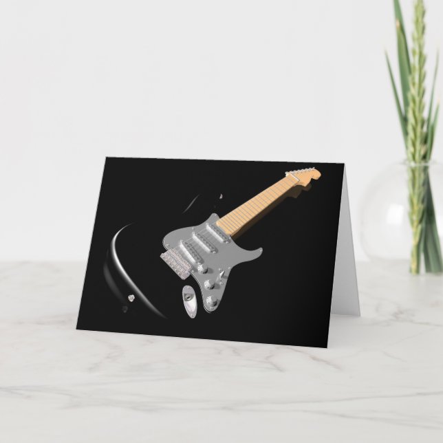 Cartes de voeux noires de guitare électrique (Devant)