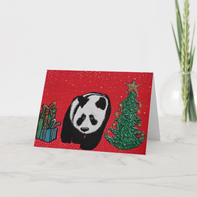 Cartes de voeux Panda de Noël (Devant)