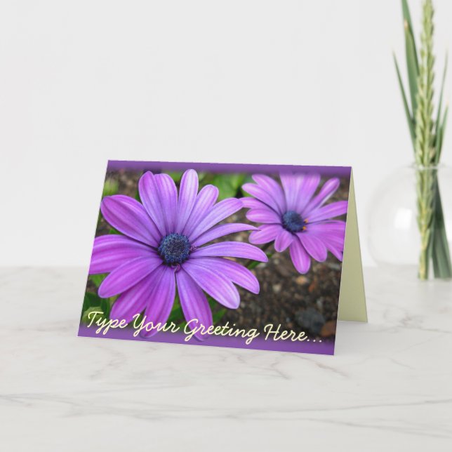 Cartes de voeux personnalisées Fleurs bleues (Devant)