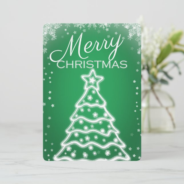 Cartes de voeux photo de l'arbre de Noël blanc (Debout devant)