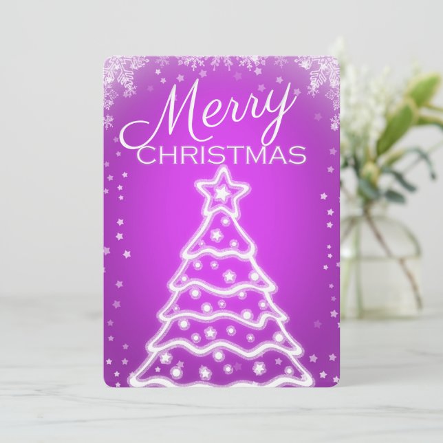 Cartes de voeux photo de l'arbre de Noël blanc (Debout devant)
