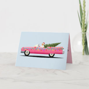 Cartes de vœux PINK CLASSIC CAR CLASSY NOËL