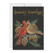 Cartes de vœux plates de saison des Cardinals pour