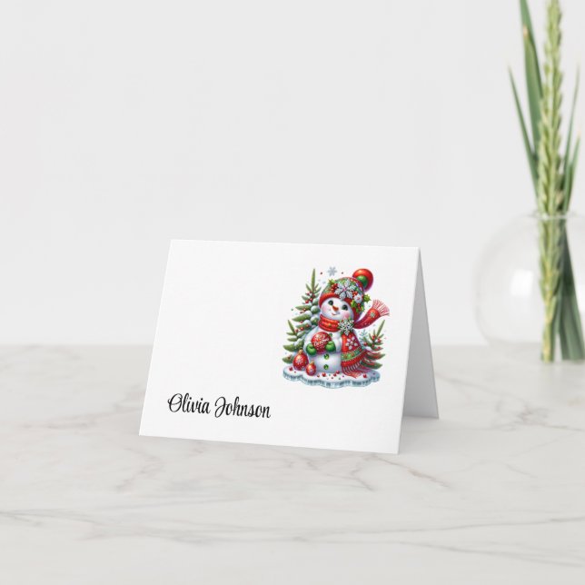 Cartes de vœux pliées avec nom personnalisé pour l (Devant)