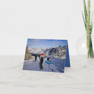 Cartes de vœux pliées Chats noirs sur snowboards