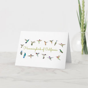 Cartes de voeux pliées des colibris de Californie