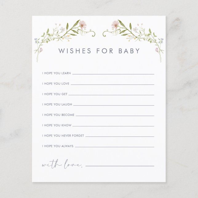 Cartes de vœux pour bébé aux fleurs sauvages paste (Devant)