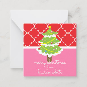 Cartes de vœux pour cadeaux avec sapin de Noël ros