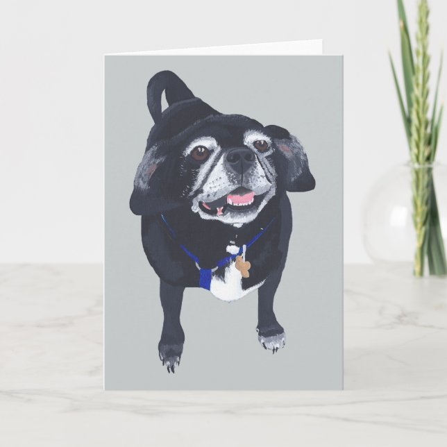 Cartes de voeux pour chien de Carlin heureux (Devant)