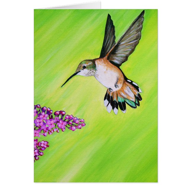 Cartes de voeux pour la peinture de colibri et de  (Devant)