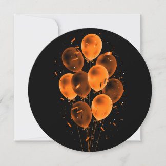 Cartes de vœux rondes négatives Ballons & Confetti