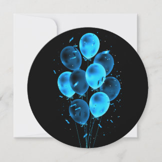 Cartes de vœux rondes négatives Ballons & Confetti